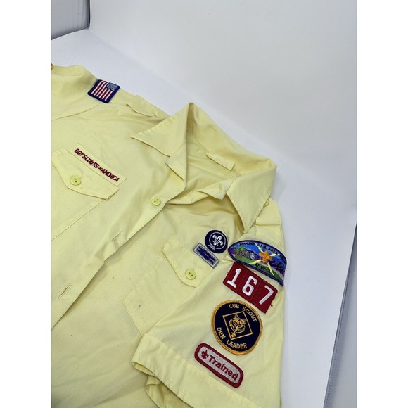 Official BSA Boy Scout Adult Shirt Size 42 Yellow some Patches still on… - Picture 6 of 11